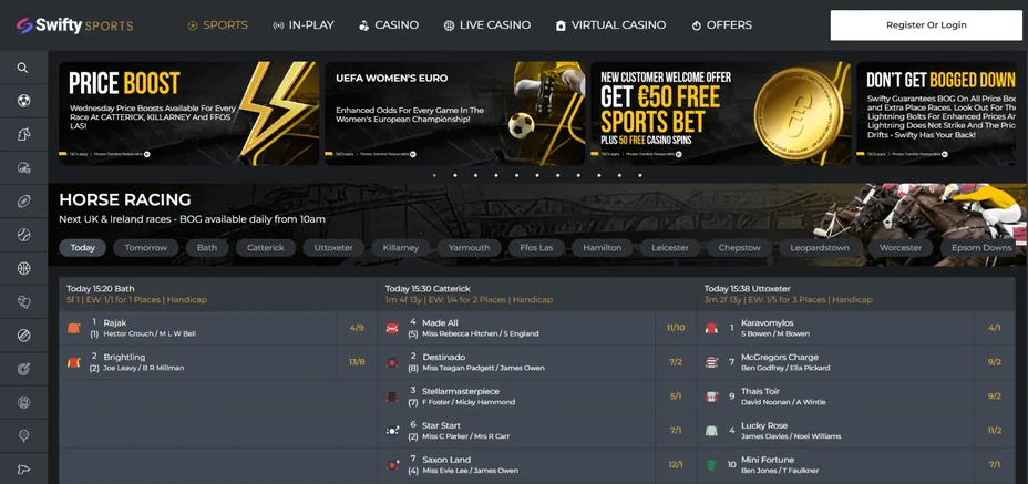 Browse horse racing markets.