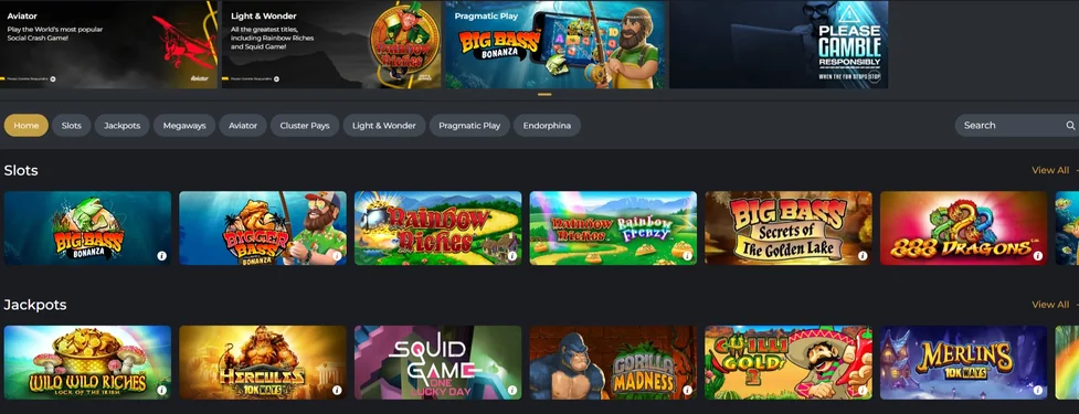 Browse casino slots lobby.