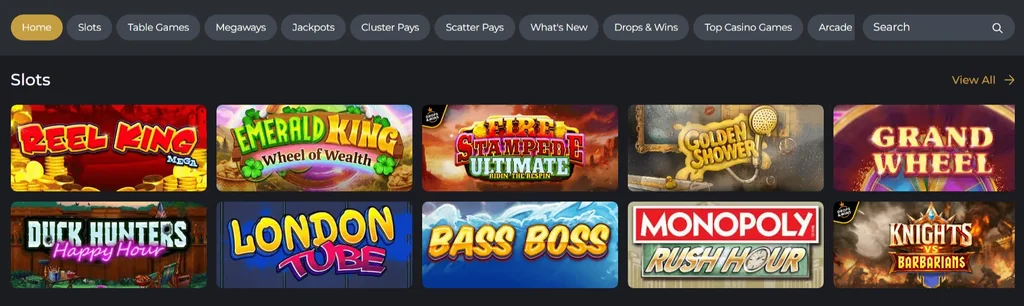 Browse popular slot games.